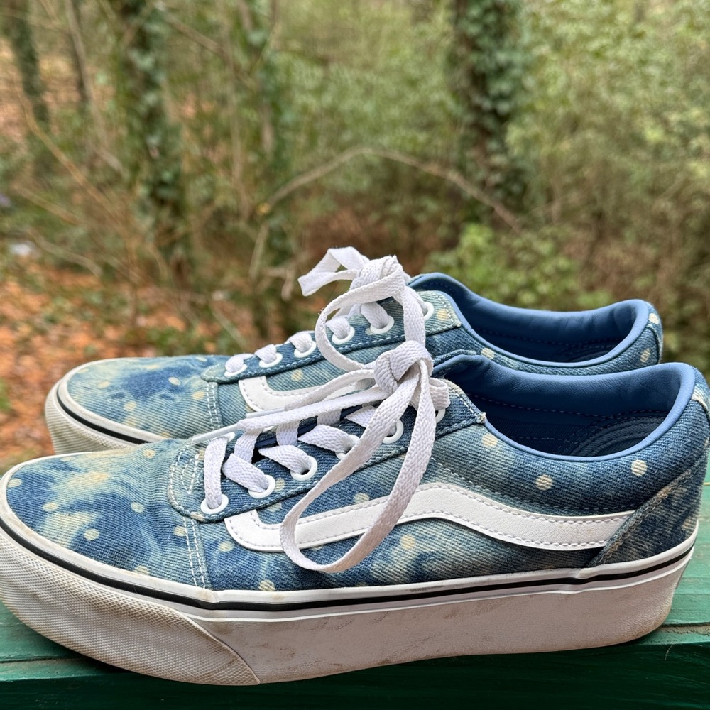 Vans Blue and White Polka Dot Sneakers